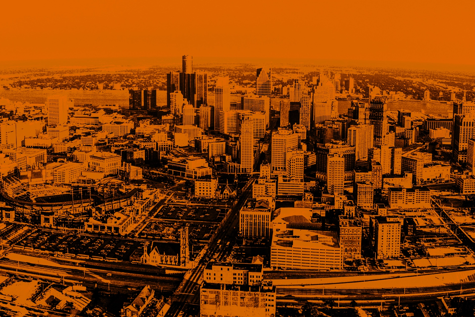 Image of Detroit with an orange overlay
