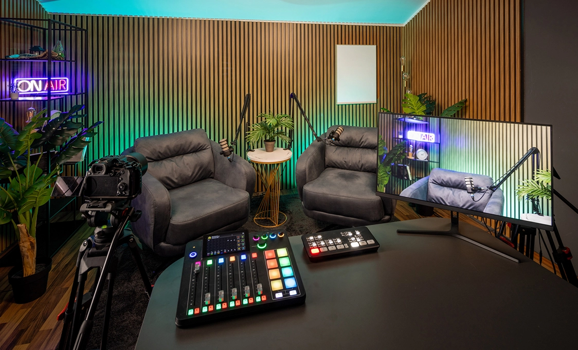 Comfortable podcast studio